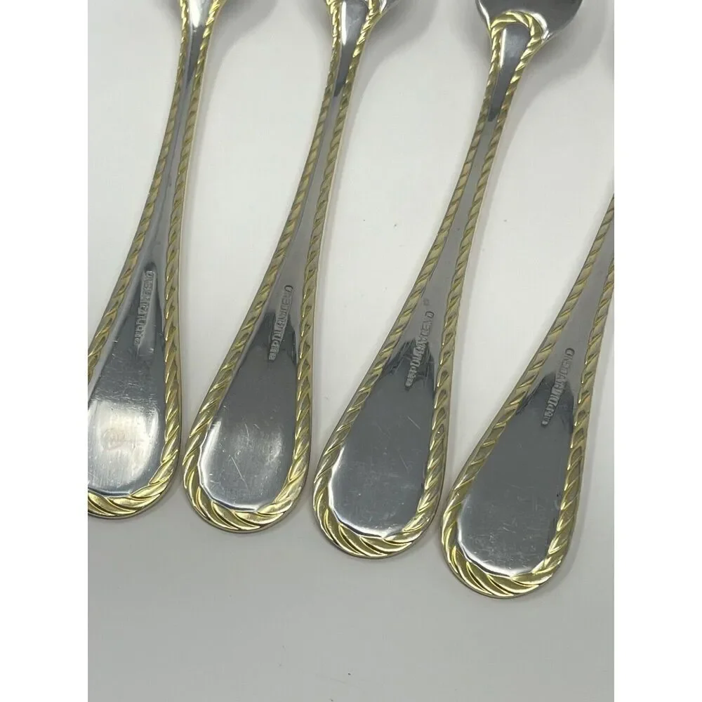 Oneida GOLDEN BELMONT Stainless Rope Edge Gold Dinner Forks 8 1/8” Set Of 4